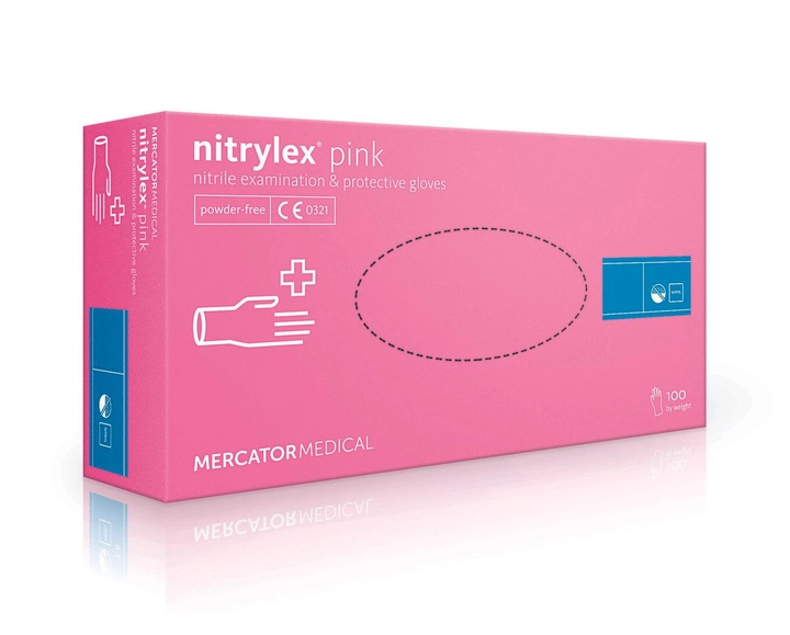 Перчатки розовые Nitrylex Pink нитриловые неопудренные - изображение 1