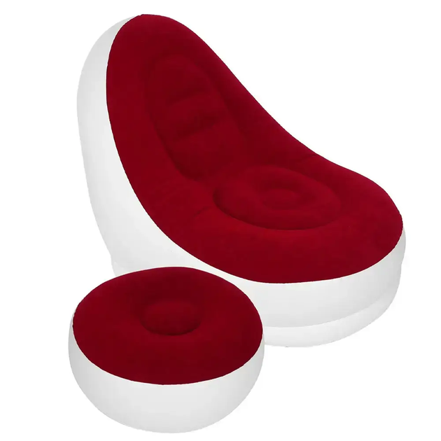 Надувной диван с пуфиком Air Sofa - 116х98х83см, Красный / Надувное кресло с пуфиком - зображення 3