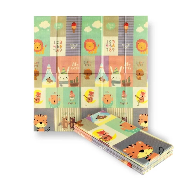 Дитячий термокилимок Nils Fun MD04 Zoo (195 x 180 см) складаний — Двосторонній розвиваючий килимок XPE для повзання та ігор - зображення 2