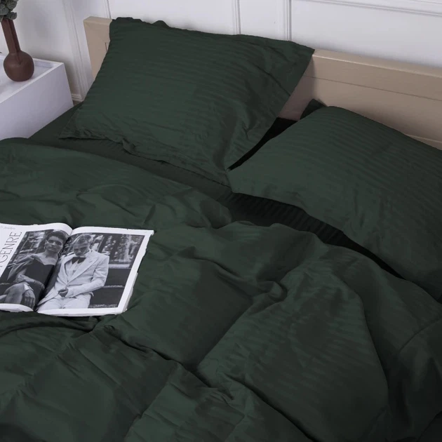 Простынь MirSon полуторная 150x220 см 30-0017 Green Satin Stripe (2200005254264) - изображение 2