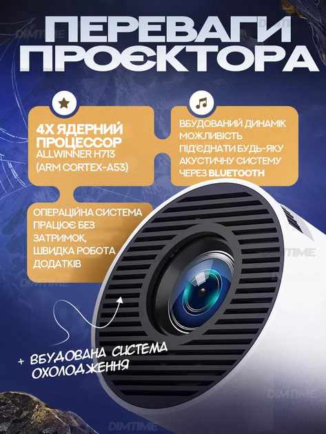 Проектор HY300 PRO MAGCUBIC — портативний смарт-проектор на Android 11, 4K, Wi-Fi, Bluetooth, пульт Д/У, для дому та офісу (700145) - зображення 3
