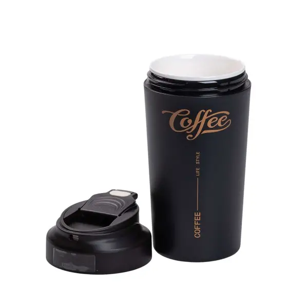 Термокружка Coffee с ремешком 480 мл черная - изображение 4