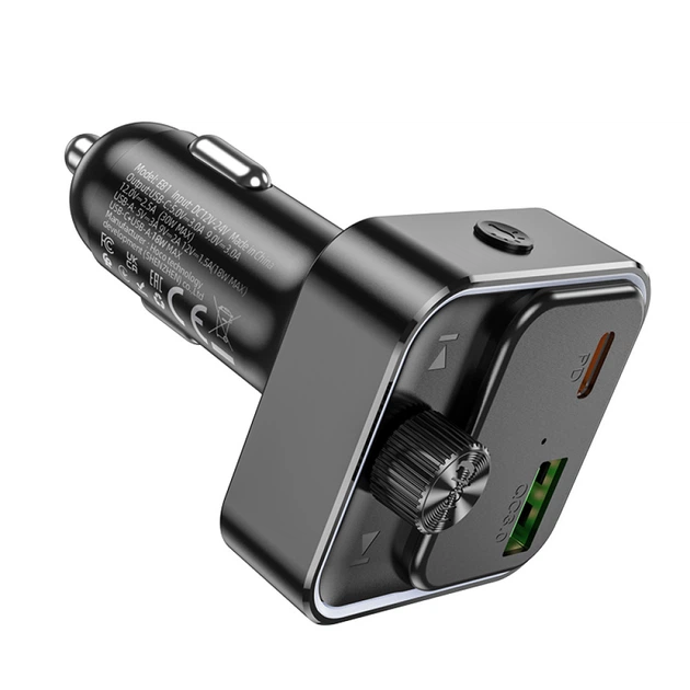 FM-трансмітер модулятор HOCO E81 (USB/Type-C PD30W/3A QC3.0) BT FM transmitter Чорний - изображение 3