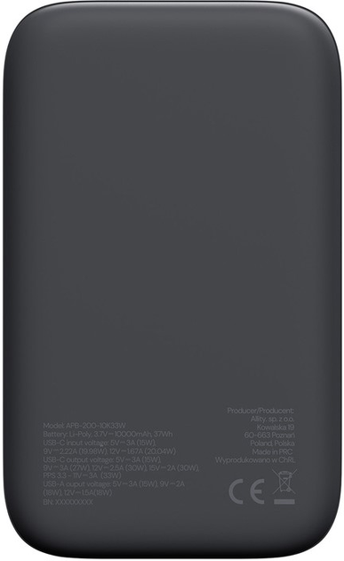 Powerbank Allity APB-200 10000 mAh 33W Grey (GSM187744) - obraz 3