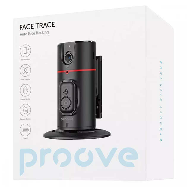 Монопод Proove Face Trace, высота 280 мм, аккумулятор 1200 мАч, автотрекинг лица Черный - изображение 9