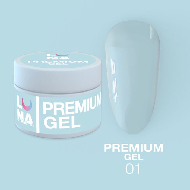 Гель LUNAMoon Premium Gel №1 - прозрачный на 15 мл для укрепления, выравнивания и наращивания ногтей - Фото 1 Гель LUNAMoon Premium Gel №1 - прозрачный на 15 мл для укрепления, выравнивания и наращивания ногтей - изображение 1