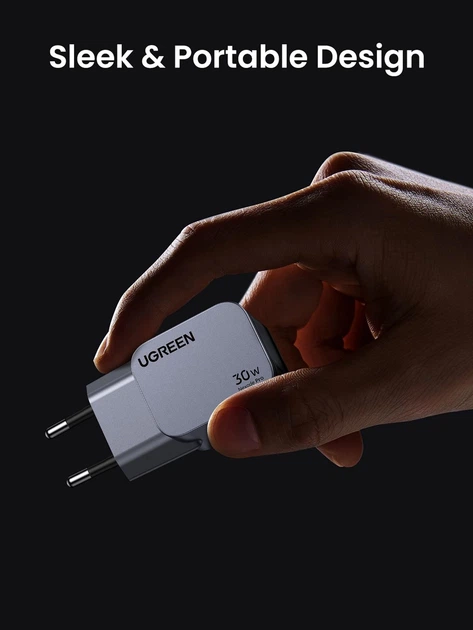 Ładowarka sieciowa Ugreen X703 Nexode Pro 30W USB-C GaN Fast Charger Szara 35006 (6941876230068) - obraz 6