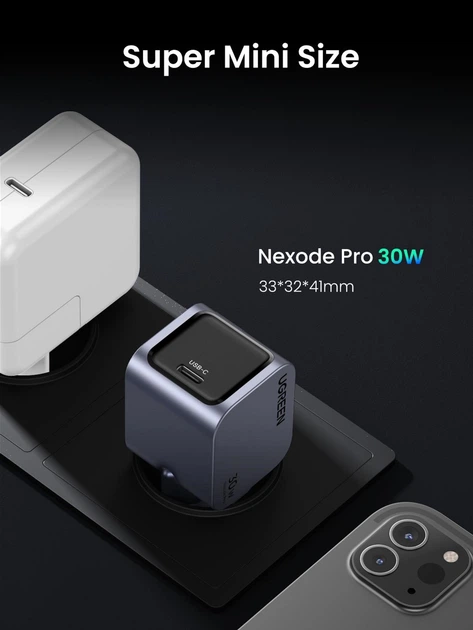 Ładowarka sieciowa Ugreen X703 Nexode Pro 30W USB-C GaN Fast Charger Szara 35006 (6941876230068) - obraz 7