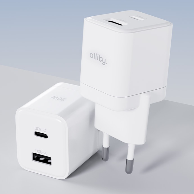 Ładowarka sieciowa Allity GaN PD QC ATC-01-20WAC 1x USB-C 1x USB-A 20W White (5906667550351) - obraz 6
