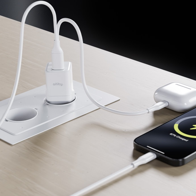 Ładowarka sieciowa Allity GaN PD QC ATC-01-20WAC 1x USB-C 1x USB-A 20W White (5906667550351) - obraz 7