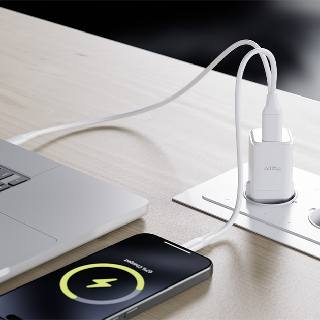 Зарядний пристрій Allity GaN PD QC ATC-01-30WAC 1x USB-C 1x USB-A 30W White (5906667550368) - зображення 8