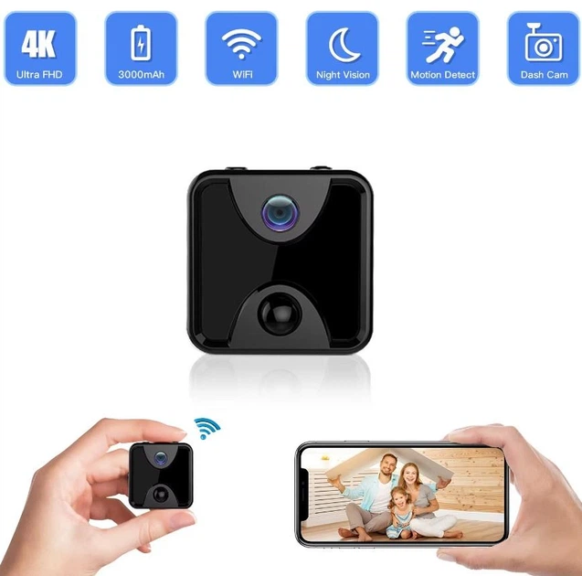 Мини-камера S6 для видеонаблюдения 4K Ultra HD поддержка 4G и Wi-Fi 2.4G внутренняя чёрная - изображение 13