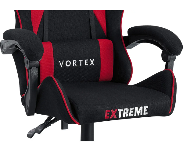 Ігрове крісло обшите тканиною для геймерів та роботи Extreme VR чорно-червоний - зображення 4