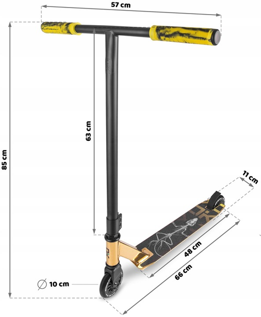 Самокат трюковий Soke EVO Street Золотистий 1644 (5903890602413) - зображення 13
