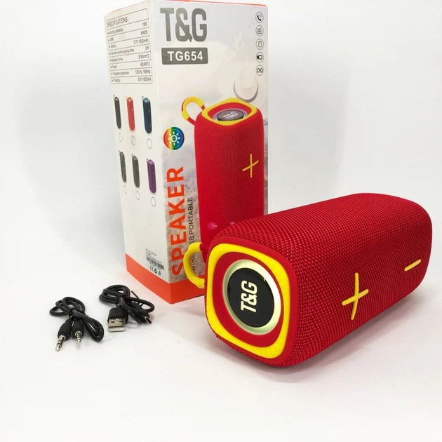 Портативна колонка TG 654 red 8W з підсвічуванням - изображение 12