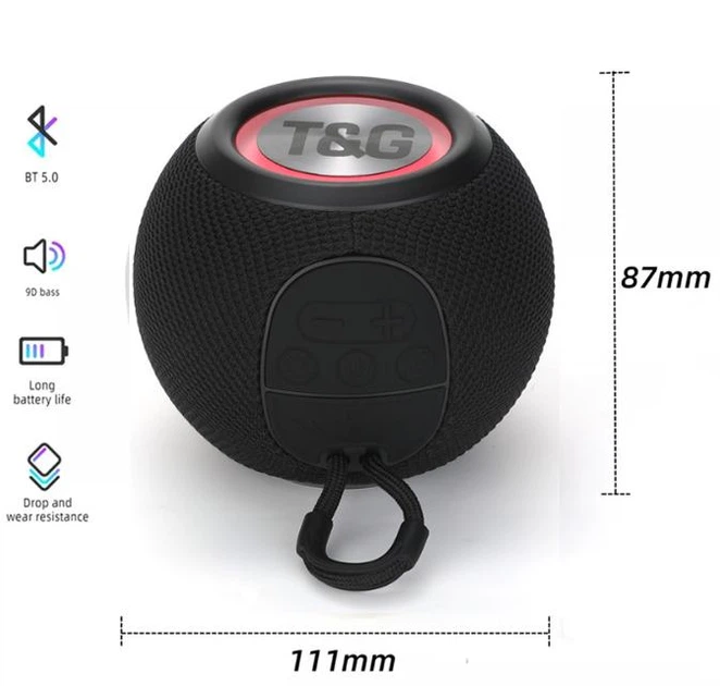 Бездротова потужна колонка TG-337 з Bluetooth, RGB-підсвіткою та радіо Чорний ( код: TG-337B ) - зображення 2