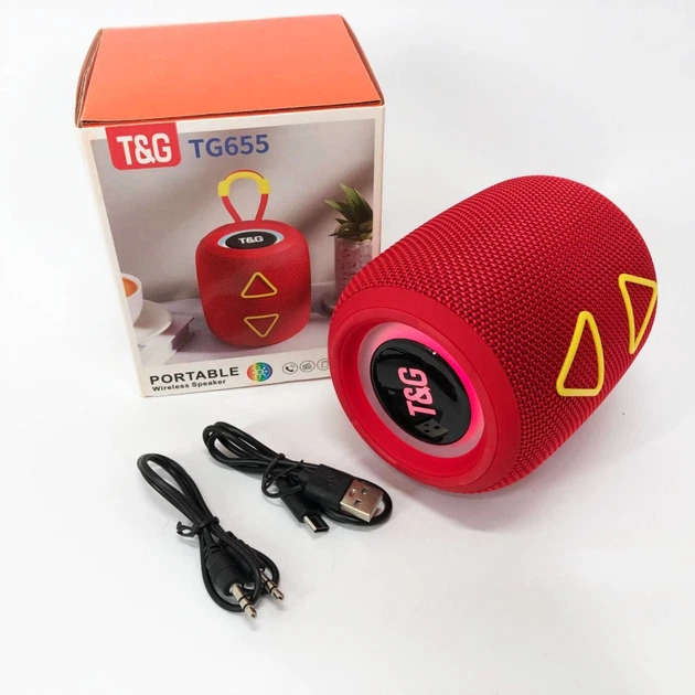 Портативна колонка TG 655 red 5W з RGB - изображение 4