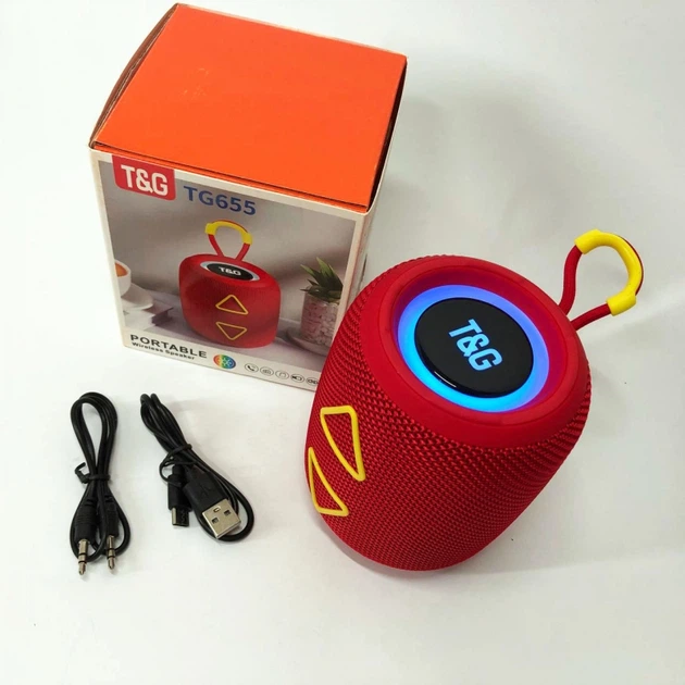 Портативна колонка TG 655 red 5W з RGB - изображение 7