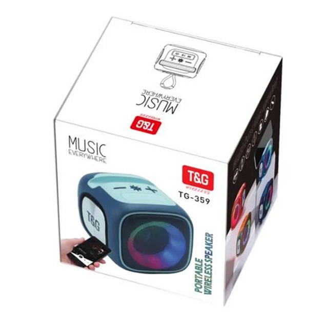 Bluetooth-колонка TG359 з RGB ПІДСВІЧУВАННЯМ, speakerphone, радіо, blue - изображение 2