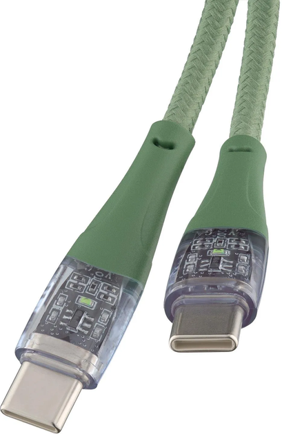 Kabel Qualo USB Type-C – USB Type-C 1.5 m Green/Transparent (5907457783393) - obraz 4