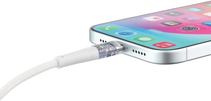 Кабель Qualo USB Type-C – Lightning 1.5 м White/Transparent (5907457783386) - зображення 2