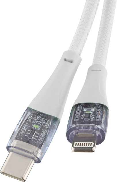 Кабель Qualo USB Type-C – Lightning 1.5 м White/Transparent (5907457783386) - зображення 3