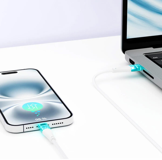 Кабель Qualo USB Type-C – Lightning 1.5 м White/Transparent (5907457783386) - зображення 5