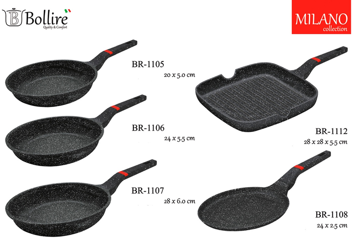 Patelnia do naleśników Bollire Milano nieprzywierająca (BR-1108) 24 cm (4752132000408) - obraz 4