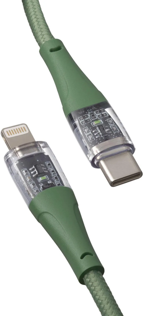 Кабель Qualo USB Type-C – Lightning 1.5 м Green/Transparent (5907457783416) - зображення 3