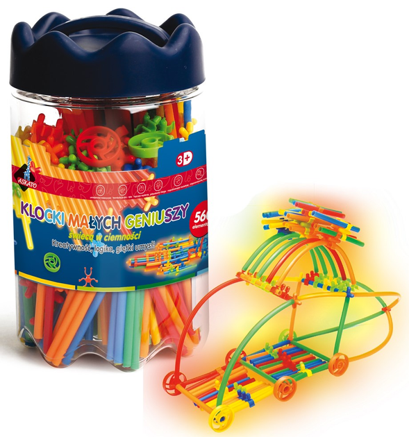 Klocki konstrukcyjne Askato Blocks Straws Glow in The Dark 560 elementów (6901440116518) - obraz 3