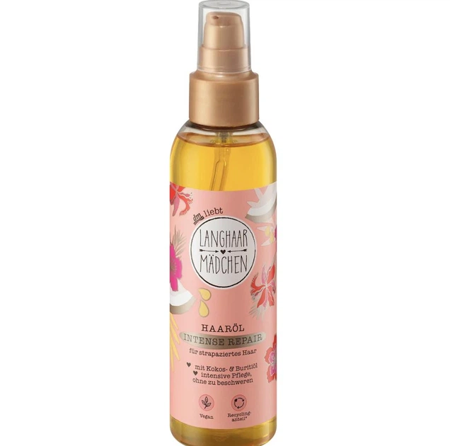 Масло для волос с кокосовым и маслом бурити Langhaarmädchen Haaröl Intense Repair 150 мл - Фото 1 Масло для волос с кокосовым и маслом бурити Langhaarmädchen Haaröl Intense Repair 150 мл - изображение 1
