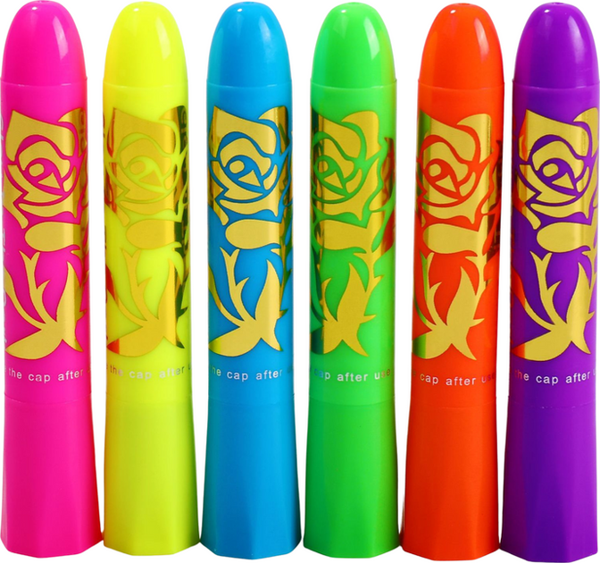 Zestaw do malowania twarzy LEAN Toys z pisakami kredkami neonowymi fluorescencyjnymi 6 szt 20927 (5905991034698) - obraz 3