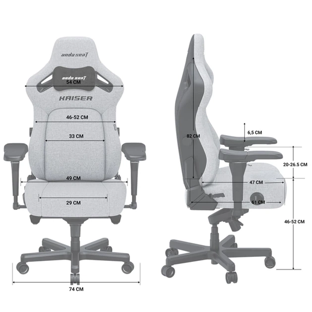 Крісло для геймерів Anda Seat Kaiser 4 Grey Fabric Size L (AD12YDDC-L-20-G-CF) - Фото 8 Крісло для геймерів Anda Seat Kaiser 4 Grey Fabric Size L (AD12YDDC-L-20-G-CF) - зображення 8