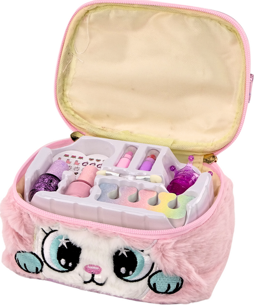Набір краси LEAN Toys з плюшевою косметичкою котика, лаками та помадами 20294 (5905991025771) - зображення 3