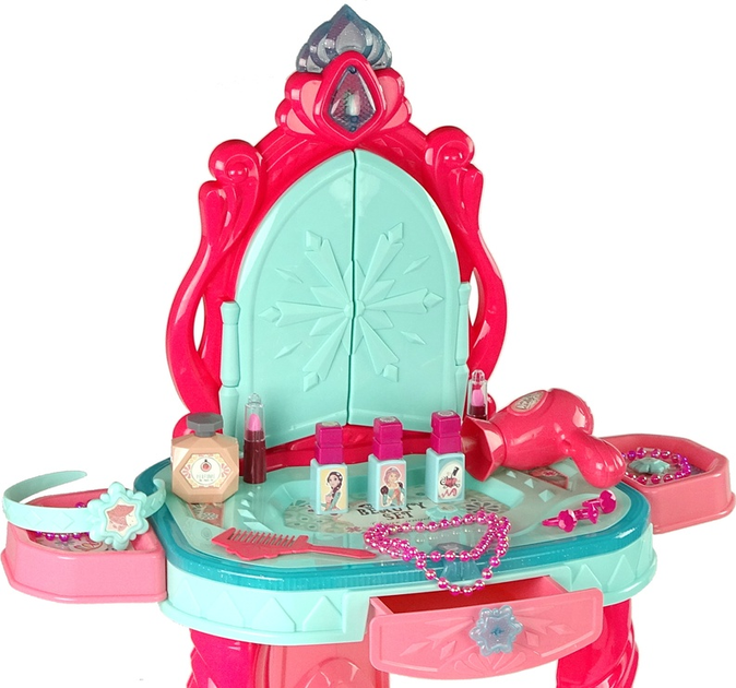 Набір для краси LEAN Toys Туалетне приладдя з дзеркальним світлом і звуком та прикрасами Рожевий 9436 (5904204754569) - зображення 4