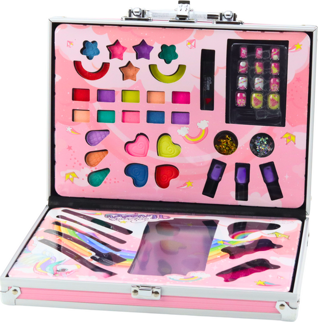 Zestaw piękności LEAN Toys w walizce z cieniami pędzelkami i lakierami Różowy 20346 (5905991026358) - obraz 3