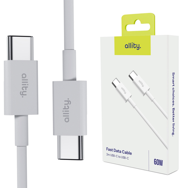 Kabel Allity AUC-03 USB-C - USB-C 2 m 60W White (5906667550146) - obraz 5