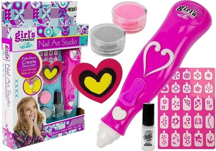 Zestaw piękności LEAN Toys do malowania paznokci z brokatem dozownikiem i wzorami 8507 (5903802458961) - obraz 2