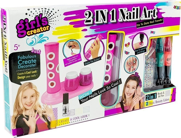 Zestaw piękności LEAN Toys do malowania paznokci z dozownikiem brokatu i kolorowymi naklejkami 8508 (5903802458978) - obraz 1
