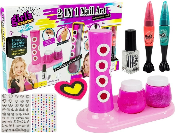 Zestaw piękności LEAN Toys do malowania paznokci z dozownikiem brokatu i kolorowymi naklejkami 8508 (5903802458978) - obraz 2