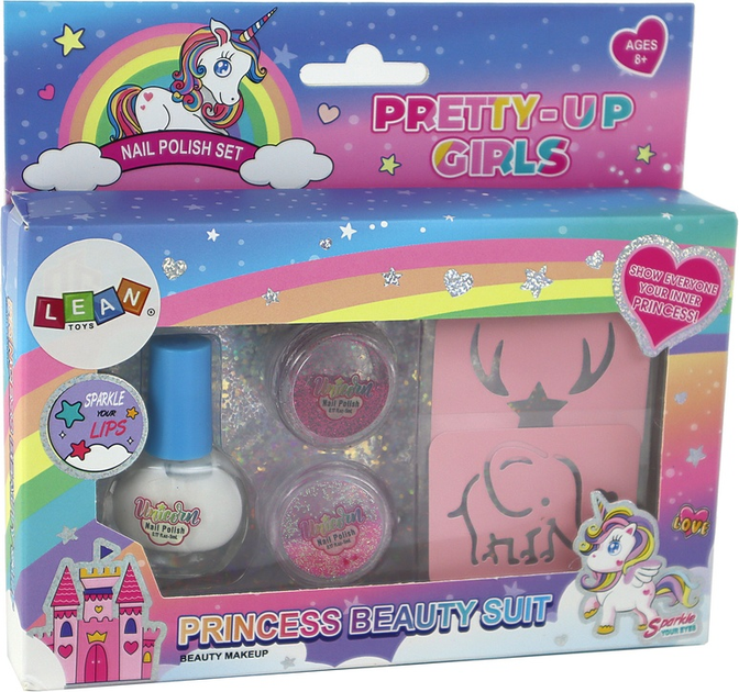 Zestaw piękności LEAN Toys z lakierami do paznokci sypkim brokatem i szablonami 16591 (5905884451007) - obraz 1