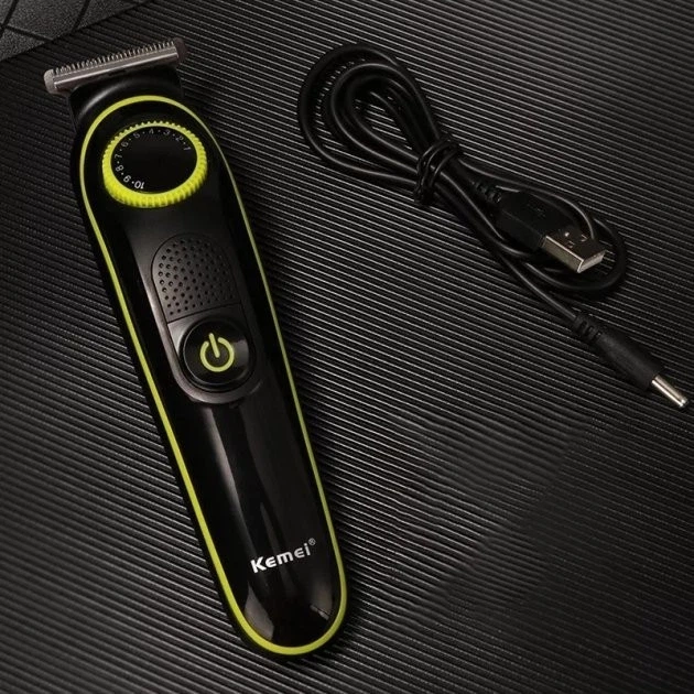 Професійна бездротова машинка Kemei KM-696 для стрижки волосся 5в1с USB та LED-дисплеєм 5вт Чорний - зображення 7