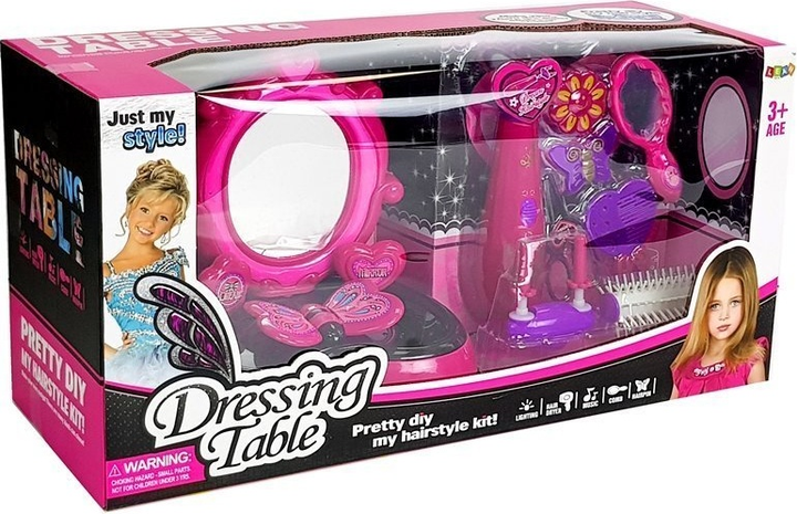 Toaletka LEAN Toys fryzjer z urządzeniem do zaplatania warkoczy i lustrem 7101 (5905884455548) - obraz 1