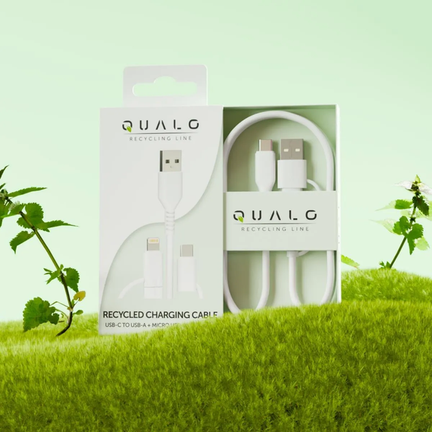 Kabel Qualo Recycling USB Type-C – USB Type-C/USB Type-A 1.5 m White (5907457783461) - obraz 6
