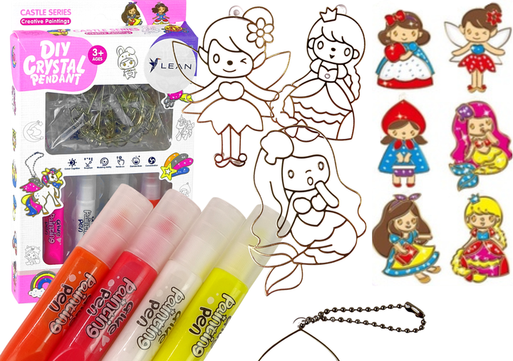 Zestaw księżniczki LEAN Toys zawieszki do malowania z zastygającą farbą 13221 (5905323214231) - obraz 2