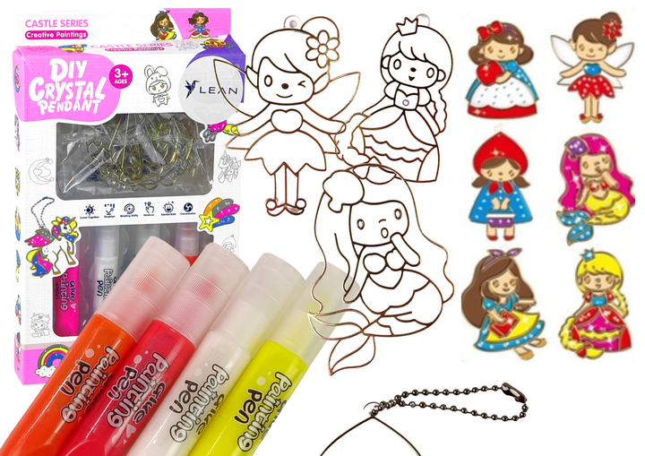 Zestaw księżniczki LEAN Toys zawieszki do malowania z zastygającą farbą 13221 (5905323214231) - obraz 6