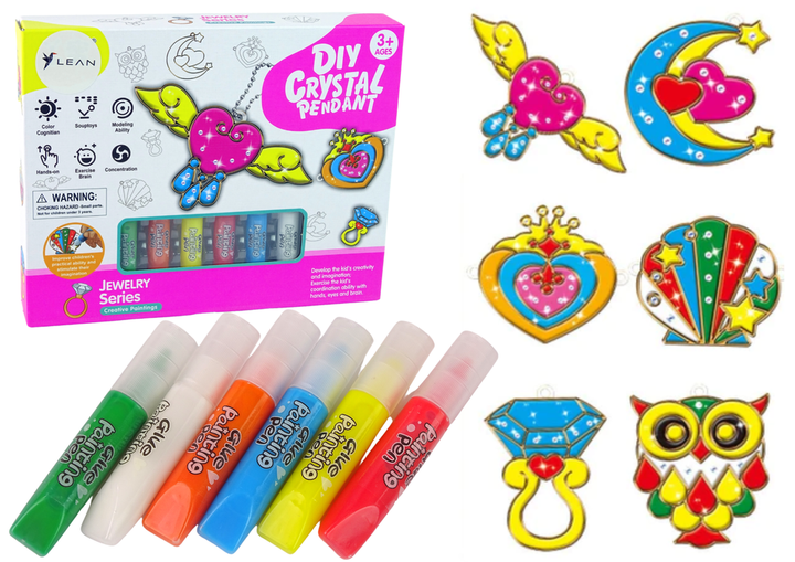 Zestaw kreatywny LEAN Toys Biżuteria zawieszki do malowania z zastygającą farbą 6 szt. 13219 (5905323214217) - obraz 5
