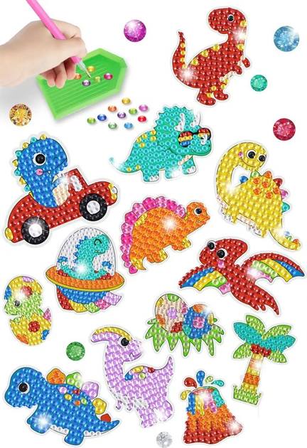 Zestaw do haftu diamentowego LEAN Toys Dinozaury z naklejkami 14966 (5905515354455) - obraz 3
