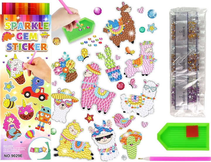 Набір для вишивкиалмазами LEAN Toys Лами і тварини зі наклейками 14968 (5905515354479) - зображення 2