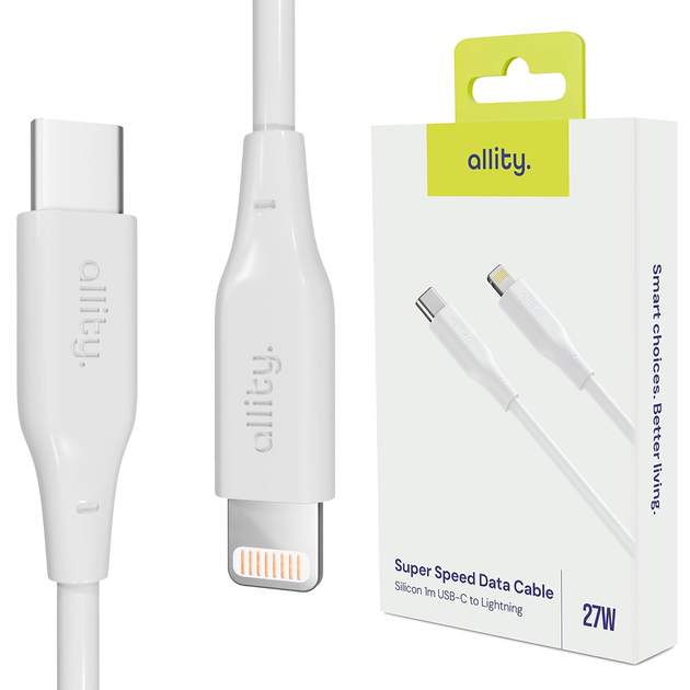Kabel Allity AUC-02 USB-C - Lightning 1 m 27W White (5906667550207) - obraz 6
